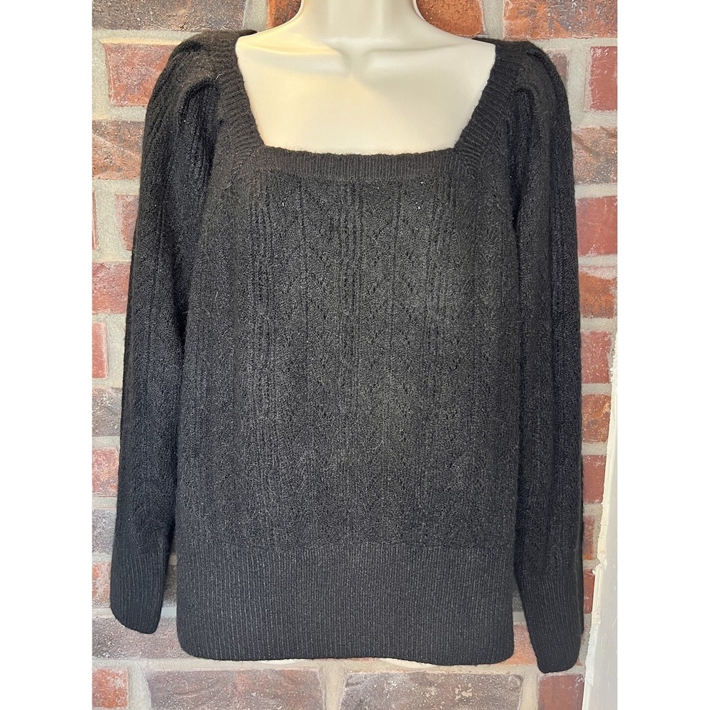 NWT Ryegrass Size 1X Black Square Neck Sweater